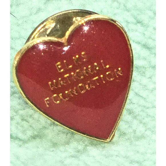 Elks National Foundation Red Heart Lapel Pin Gold-Tone Backing JE363 - Picture 3 of 6